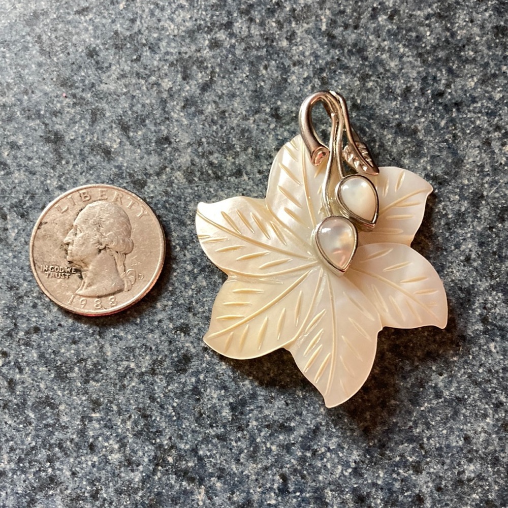 White Mother of Pearl with Two White Pearls